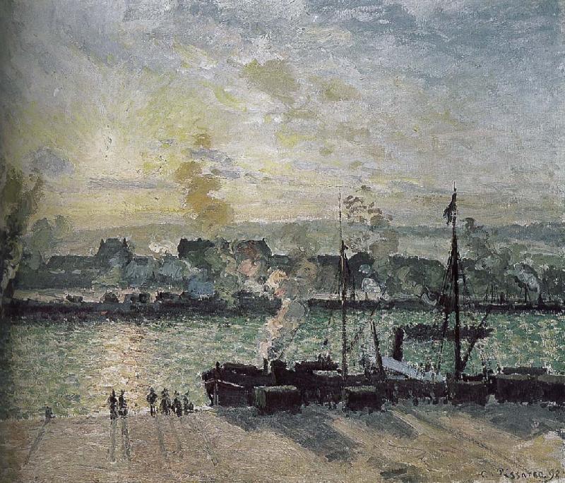 Camille Pissarro sunset port France oil painting art